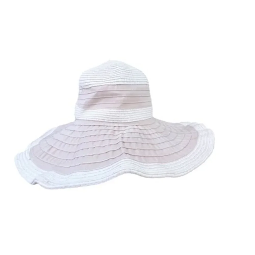 Womens Floppy Sun Hat Wide‎ Brim Beige Ivory BOHO Beach Vacation Pool Travel